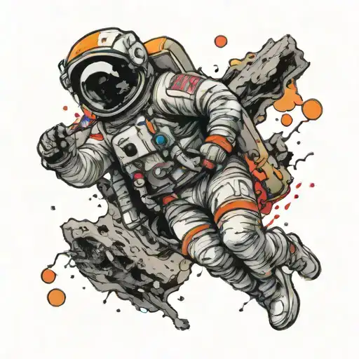 Astronaut floating tattoo design idea