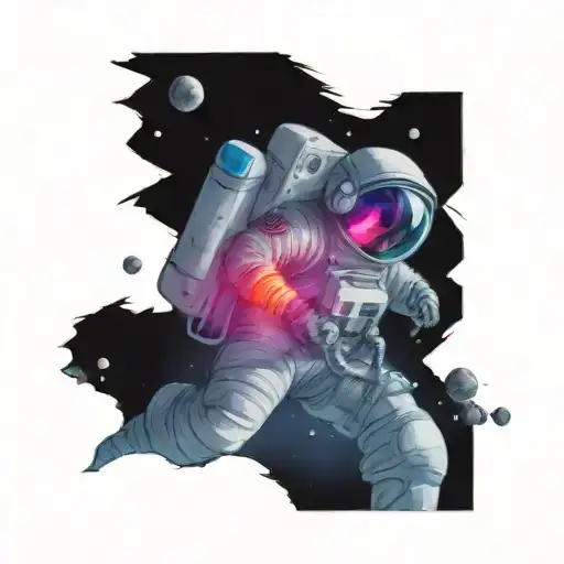 Astronaut floating tattoo design idea