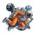 Astronaut floating tattoo design idea