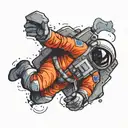 Astronaut floating tattoo design idea