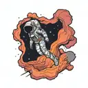 Astronaut floating tattoo design idea