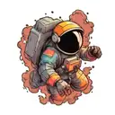 Astronaut floating tattoo design idea