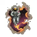 Astronaut floating tattoo design idea