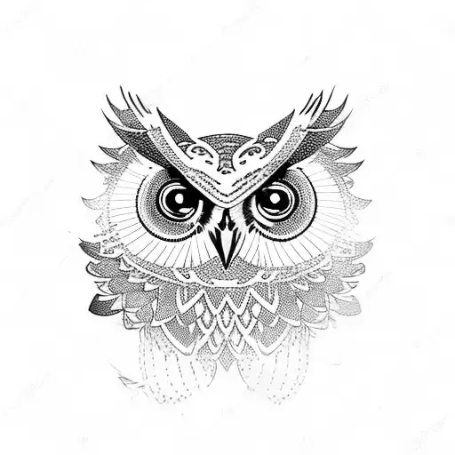 owl with wings spreaded tattoo design idea