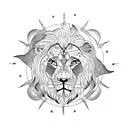 Lion Moon Sun tattoo design idea