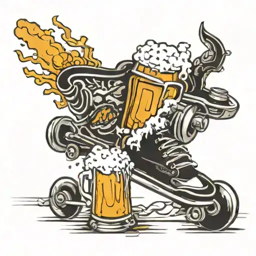 skate, beer, gym tattoo design idea