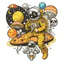 A universe, astronauts, psychedelic mushrooms, lsd, anime, video games, history and planets being sucked into a black ho tattoo design idea