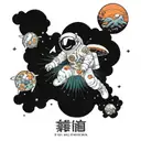 A universe, astronauts, psychedelic mushrooms, lsd, anime, video games, history and planets being sucked into a black ho tattoo design idea