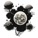 A universe, astronauts, psychedelic mushrooms, lsd, anime, video games, history and planets being sucked into a black ho tattoo design idea