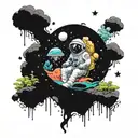 A universe, astronauts, psychedelic mushrooms, lsd, anime, video games, history and planets being sucked into a black ho tattoo design idea