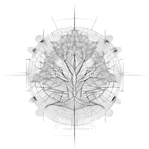 technology tree neural network tattoo design idea