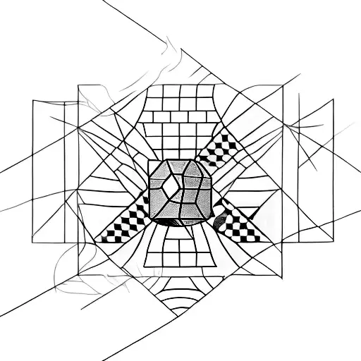 A minimalist tattoo of a chessboard with a computer chip embedded in it tattoo design idea