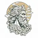 Zeus in sky tattoo design idea