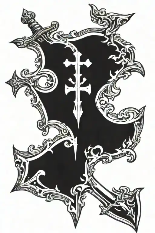 sword shield templar cross tattoo design idea