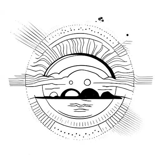 paw print with moon and sun tattoo design idea