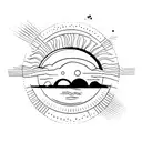 paw print with moon and sun tattoo design idea