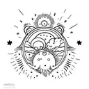 paw print with moon and sun tattoo design idea