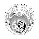 paw print with moon and sun tattoo design idea