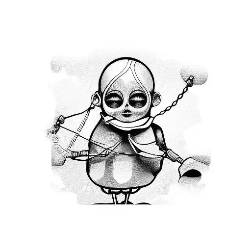 marionette doll cutting strings tattoo design idea