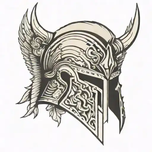 spartan helmet sharp edges wrapping tattoo design idea