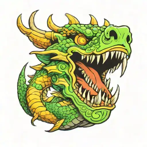 Japanese Dragon Jaw tattoo design idea