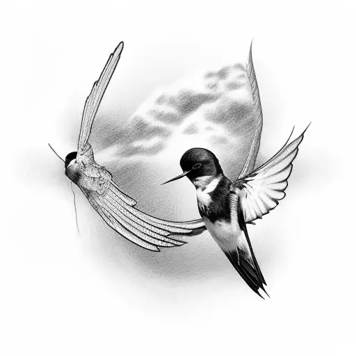 undead barn swallow tattoo design idea