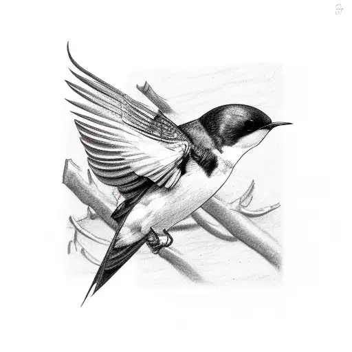 undead barn swallow tattoo design idea