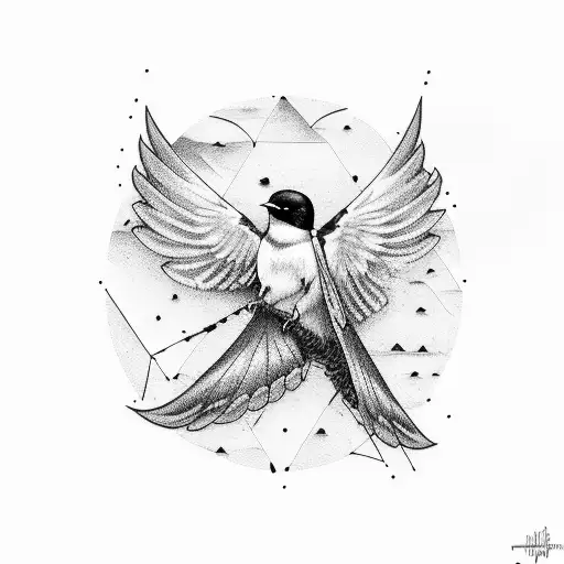 undead barn swallow tattoo design idea