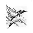 undead barn swallow tattoo design idea
