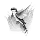undead barn swallow tattoo design idea