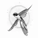 undead barn swallow tattoo design idea