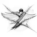 undead barn swallow tattoo design idea