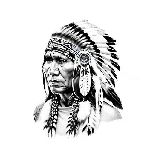 native American shaman with wolf tattoo design idea