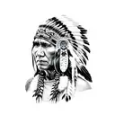 native American shaman with wolf tattoo design idea