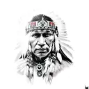 native American shaman with wolf tattoo design idea