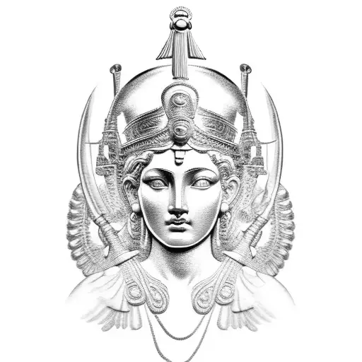Goddess Athena Statue tattoo design idea