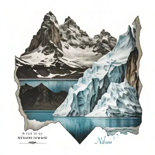 mountain and iceberg side to side view tattoo design idea