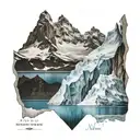 mountain and iceberg side to side view tattoo design idea