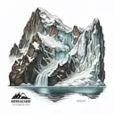 mountain and iceberg side to side view tattoo design idea