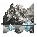 mountain and iceberg side to side view tattoo design idea