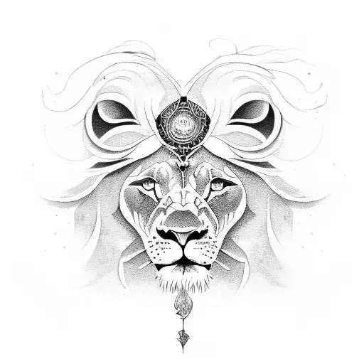 Lion of eyes blue tattoo design idea