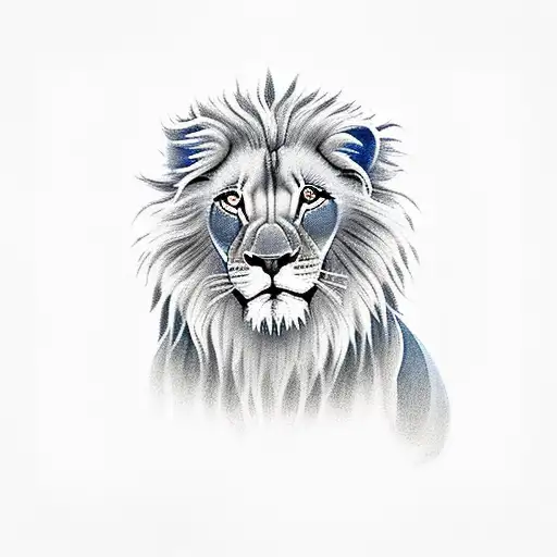 Grey Lion with blue eyes tattoo design idea