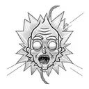 A tattoo design combining elements from Rick and Morty and the Lord of the Rings tattoo design idea