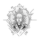 A tattoo design combining elements from Rick and Morty and the Lord of the Rings tattoo design idea