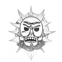 A tattoo design combining elements from Rick and Morty and the Lord of the Rings tattoo design idea