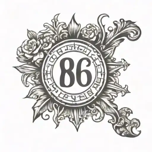 registration number 186866 with the 6 horizontally with a large 2. the 2 and the 6 being in Roman numerals tattoo design idea