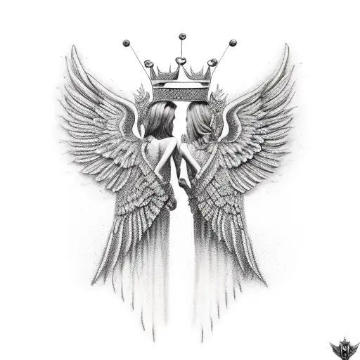 young king and queen with wings  tattoo design idea