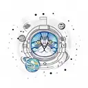 cat outline but the inside is space with stars and planets and etc.  tattoo design idea