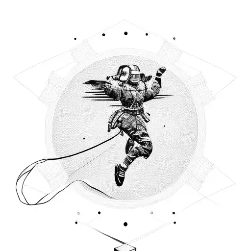 paratrooper + ribbon + Japanese strength tattoo design idea