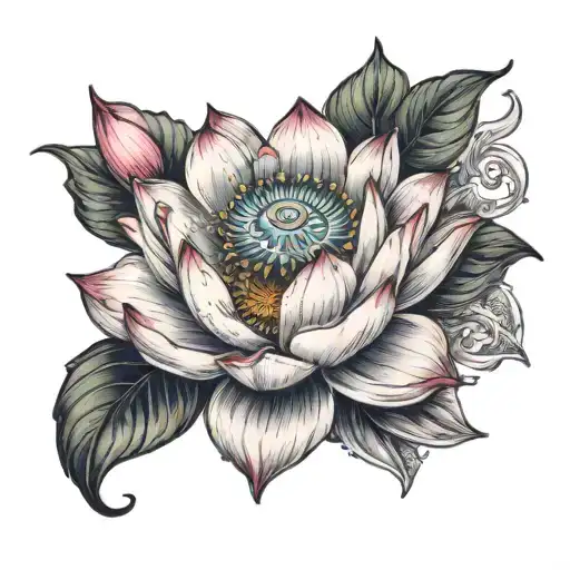 lotus flower with a turbo from a car with color tattoo tattoo design idea